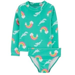 Carter’ Girl’ Rainbow Rash guard Rashguard Swimsuit Size 24 Months
